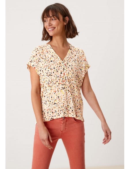 S.OLIVER T-shirt with a patterned blouse front 2111656-09A1