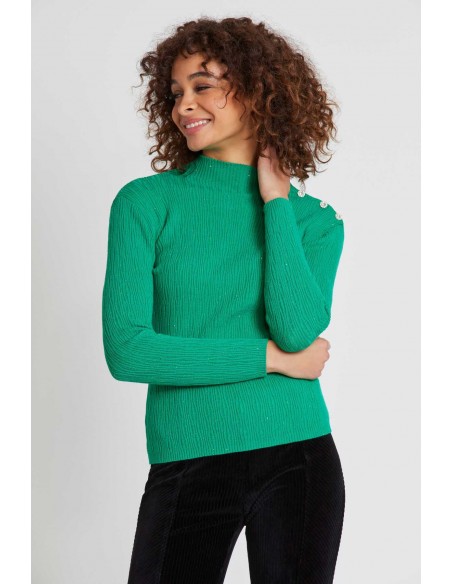 R.DERHY Plain high neck sweater A240007-GREEN
