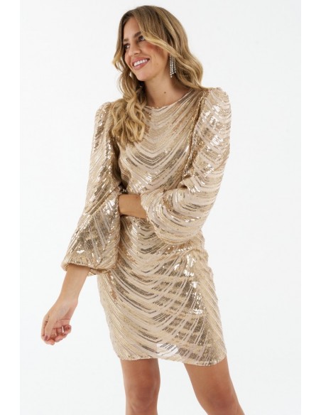 ZIBI LONDON Kia Patterned Sequin Dress 2021406-gold