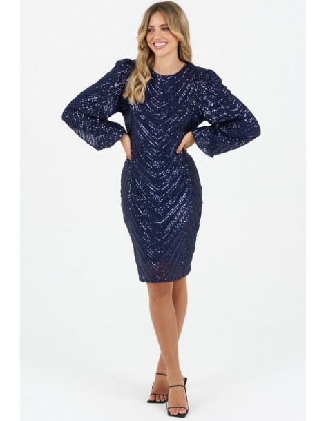 ZIBI LONDON Kia Patterned Sequin Dress 2021406-blue
