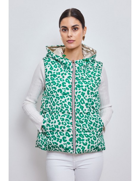 ESCADELLE leopard puffer jacket reversible 3117-green