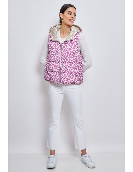 ESCADELLE leopard puffer jacket reversible 3117-purple