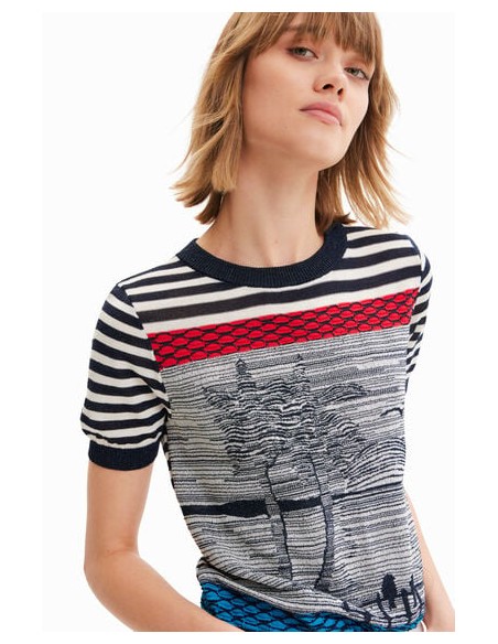 DESIGUAL Knit sailor T-shirt 23SWTKBM-5010