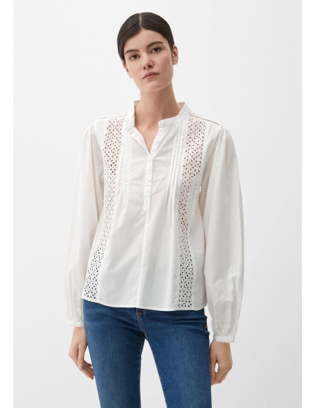 S.OLIVER Blouse with broderie anglaise 2128355-0210