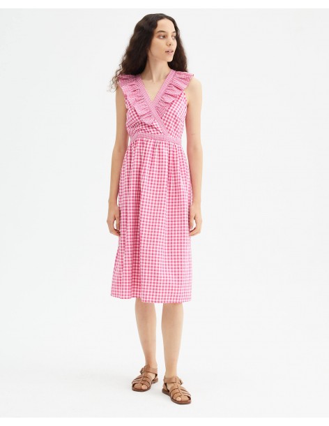 COMPANIA FANTASTICA Pink midi dress with ruffles 31C/11071