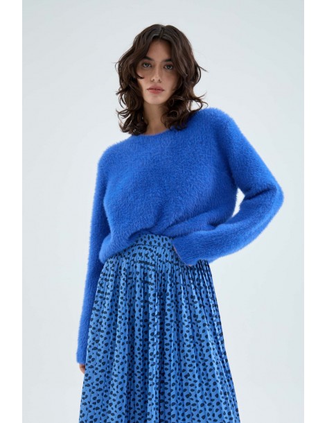 COMPANIA FANTASTICA BLUE textured knit sweater 33C/10201
