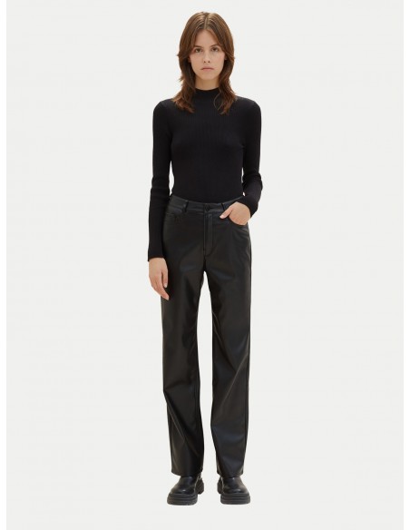 TOM TAILOR Emma straight leg faux leather trousers 1039446-14482