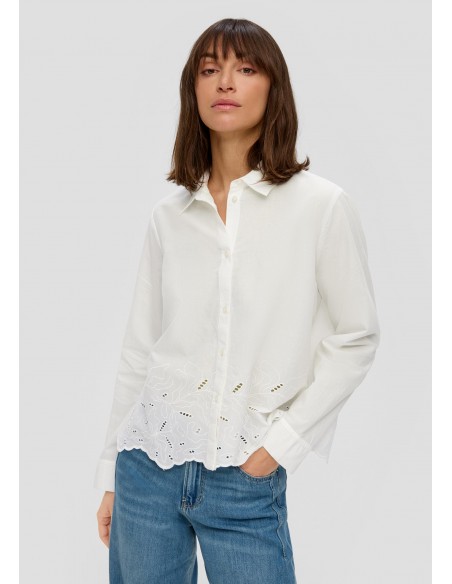 S.OLIVER Long sleeve blouse with broderie anglaise 2144556-0210