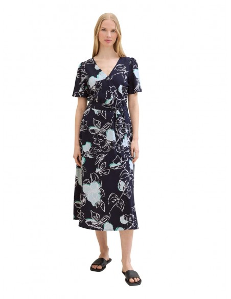 TOM TAILOR Patterned midi dress in a wrap look 1041529-35283